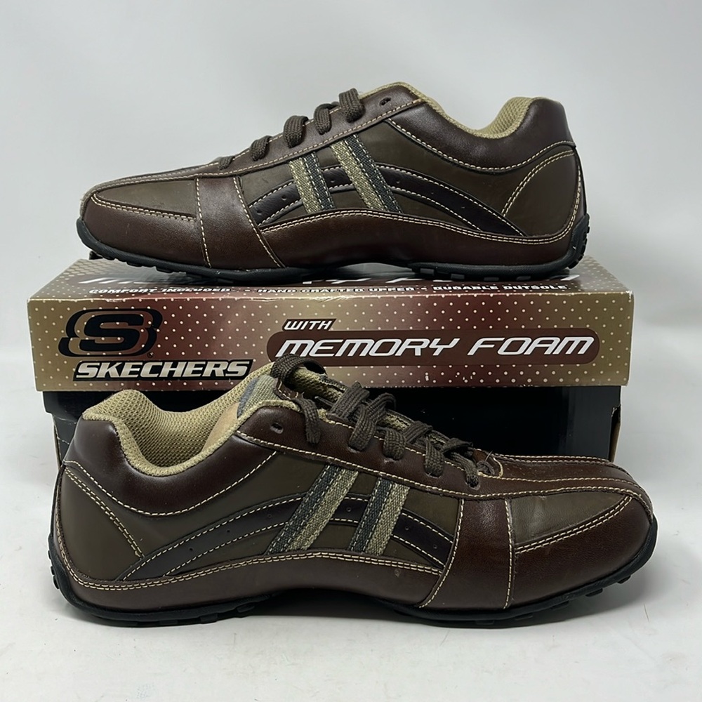 SKETCHERS CITY WALK MALTON WALKING SHOE LEATHER SNEAKER BROWN MENS SIZE 8.5